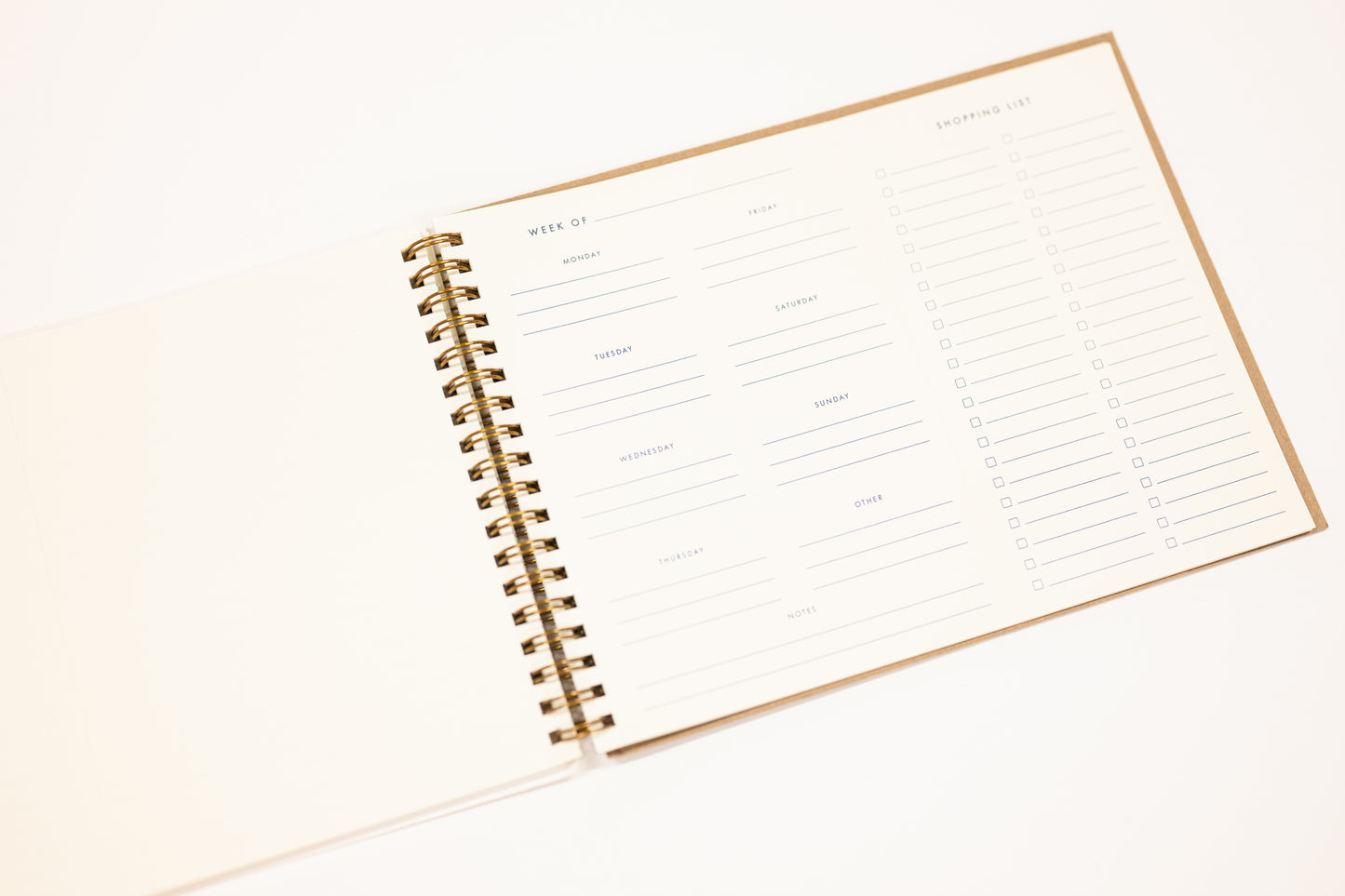 meal planning and shopping list pages