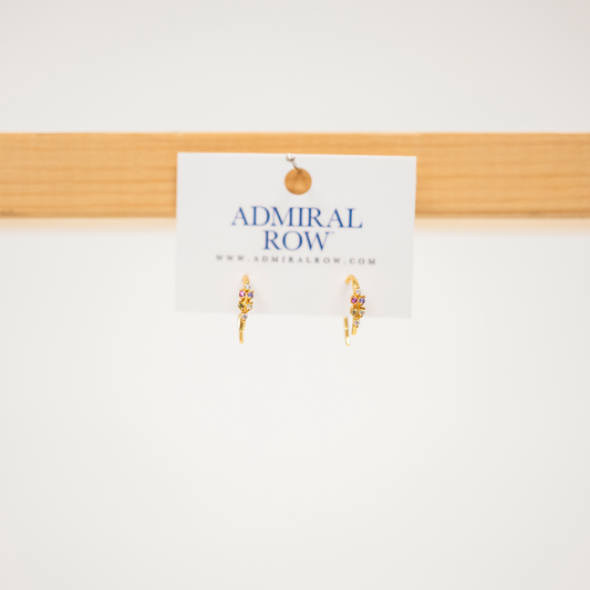 multi colored stone open hoop