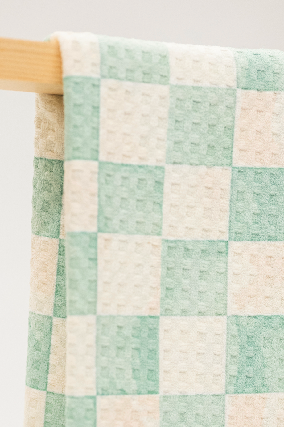 Seafoam Blue Checkerboard Microfiber Kitchen Towel