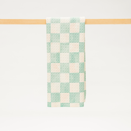 seafoam green checkerboard microfiber kitchen towel