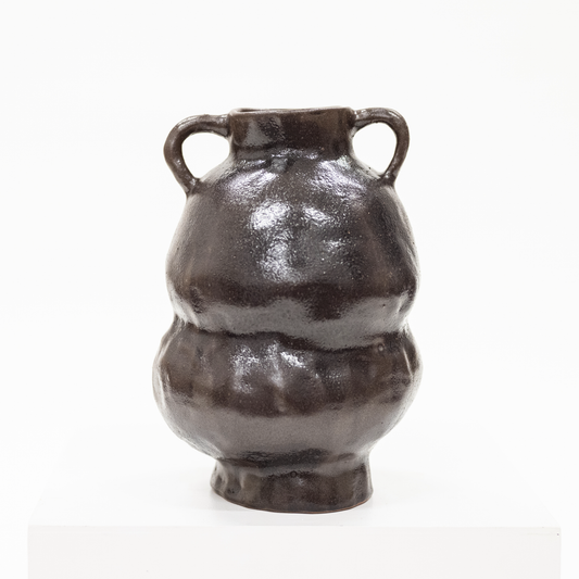 Dual Sphere Dark Brown Gloss Vase