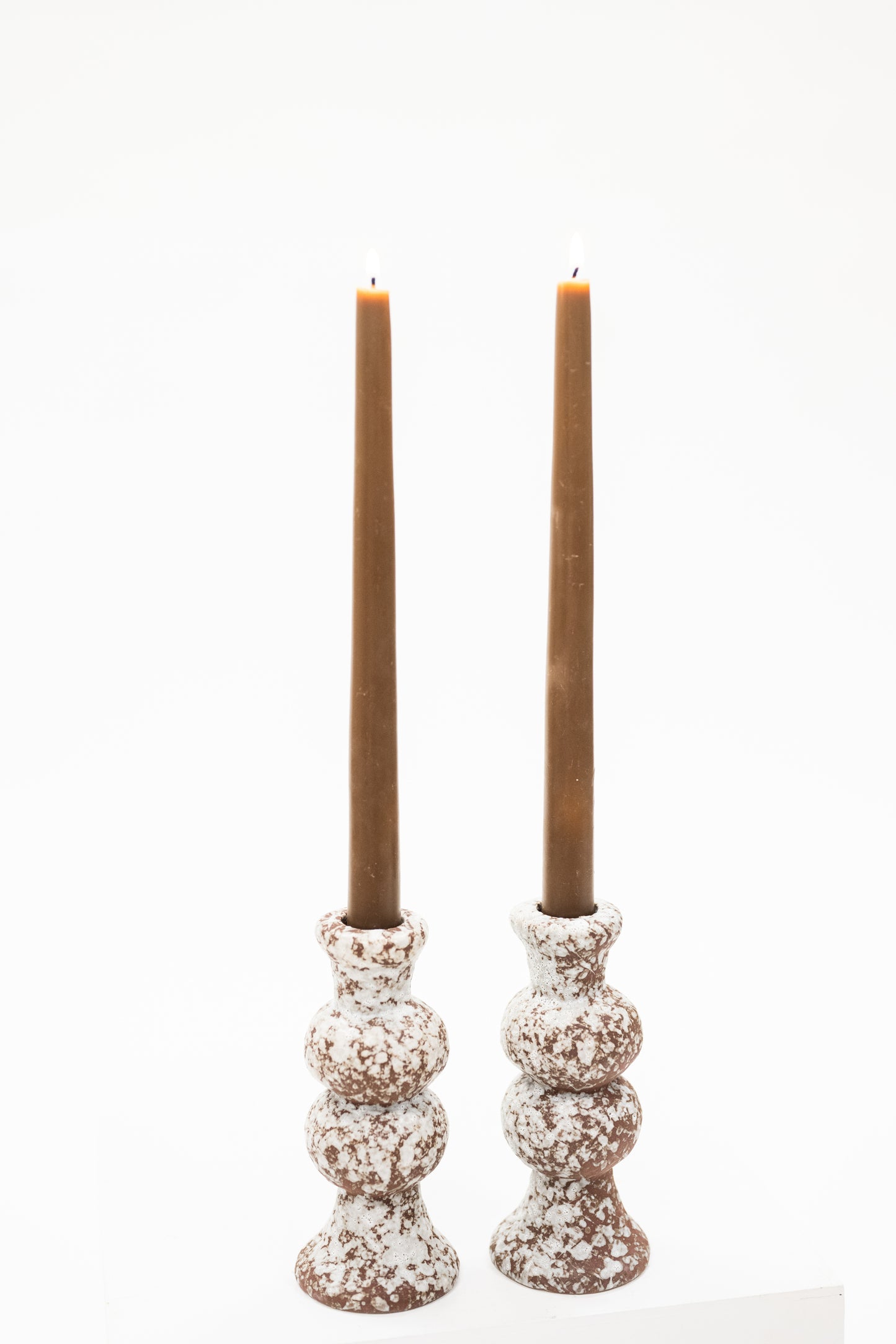 Brown + Cream Structural Candleholder