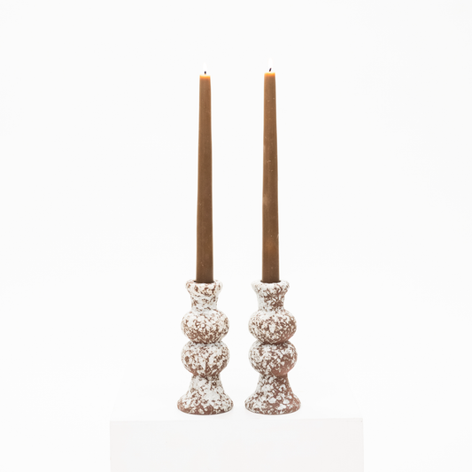 Brown + Cream Structural Candleholder