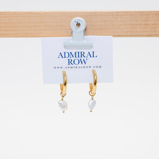 Single Pearl Hoop Earrings