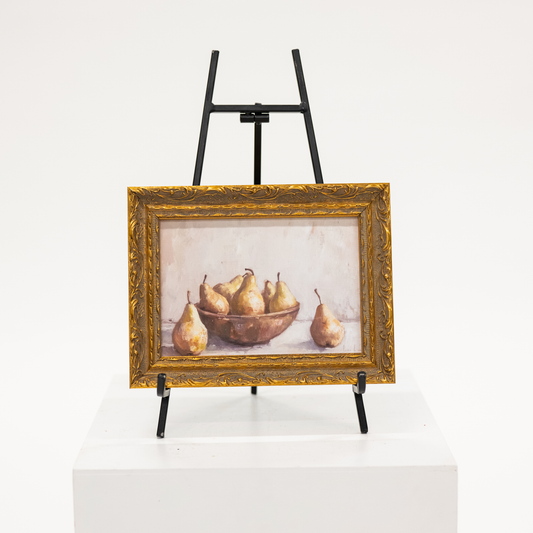 vintage pear painting reproduction framed in gold 5x7