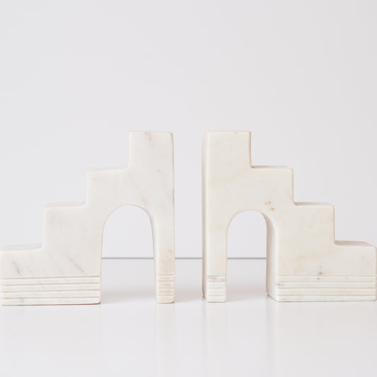 Staircase White Marble Bookend