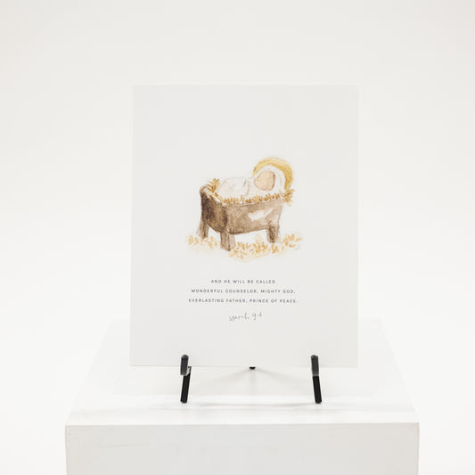 Christmas Manger & Scripture Art Print