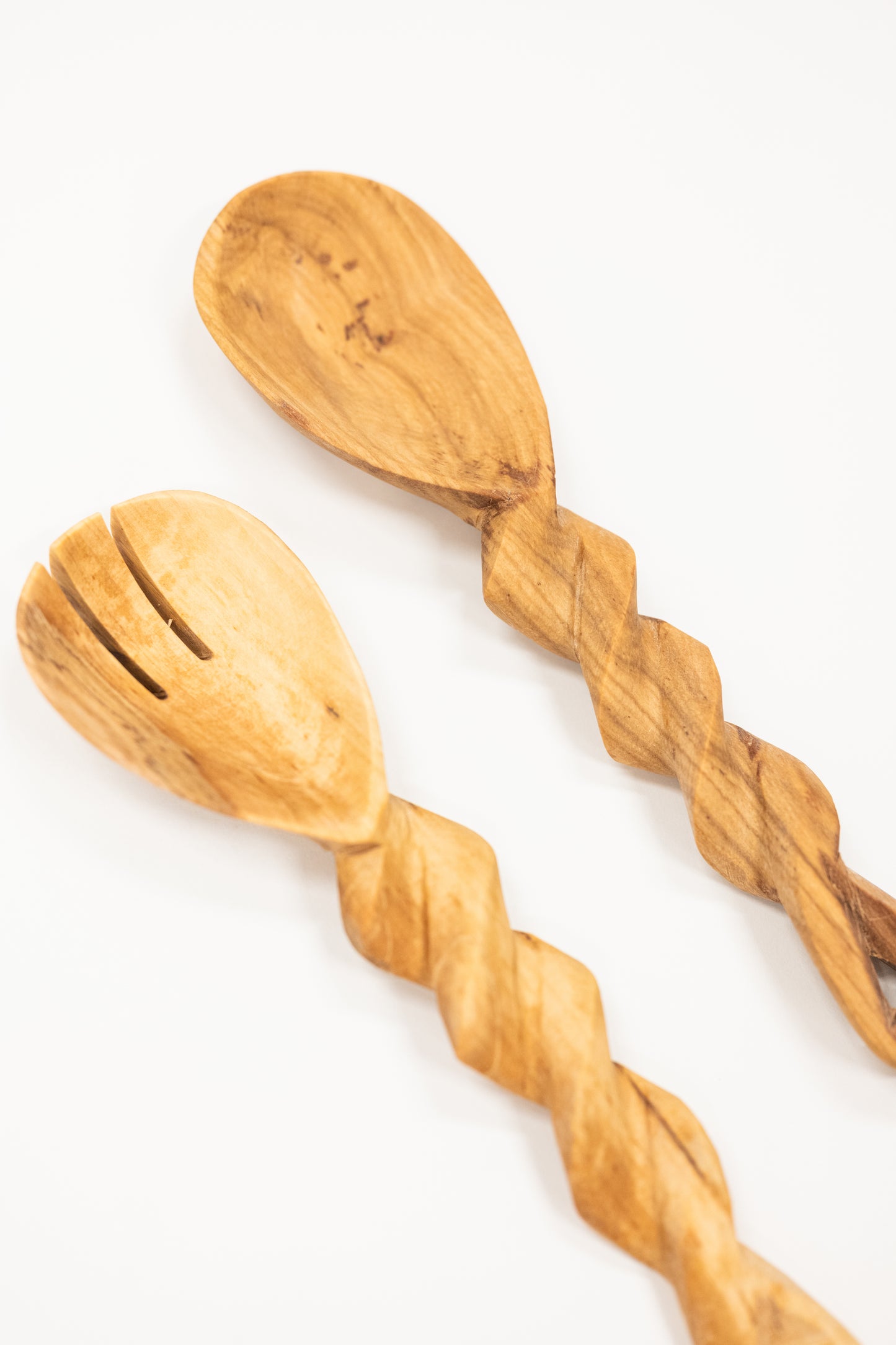 Wood Spiral Salad Servers