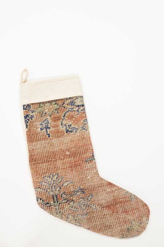 Vintage Kilim Rug Christmas Stocking - Rusty Pink