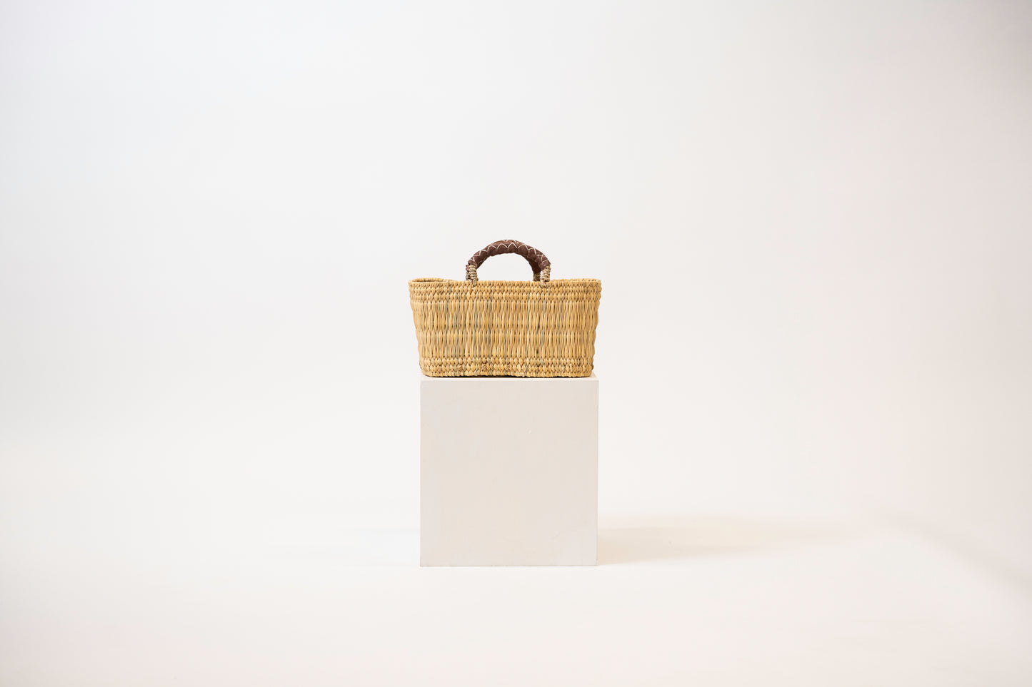 Leather + Reed Storage Basket