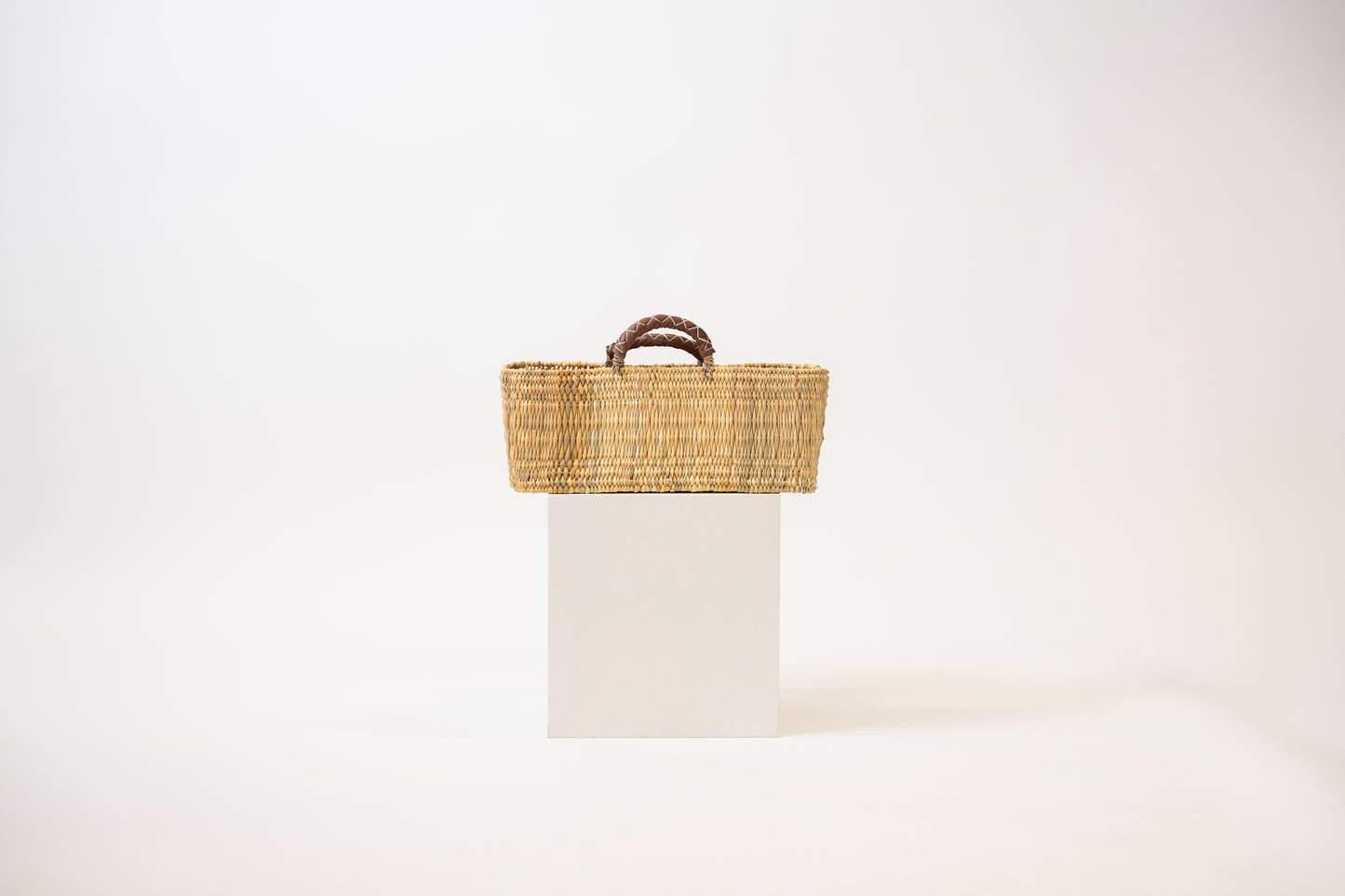 Leather + Reed Storage Basket