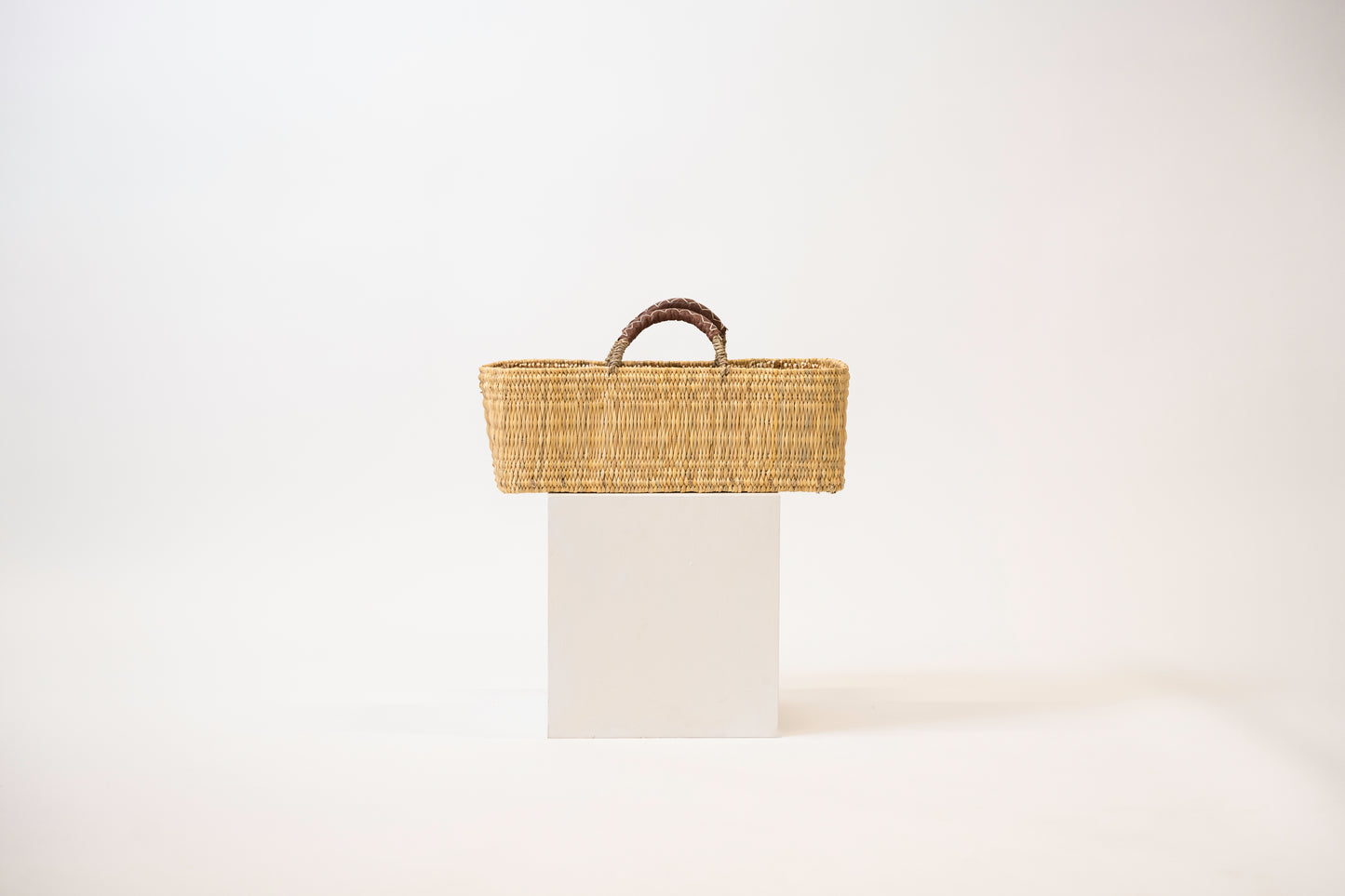 Leather + Reed Storage Basket