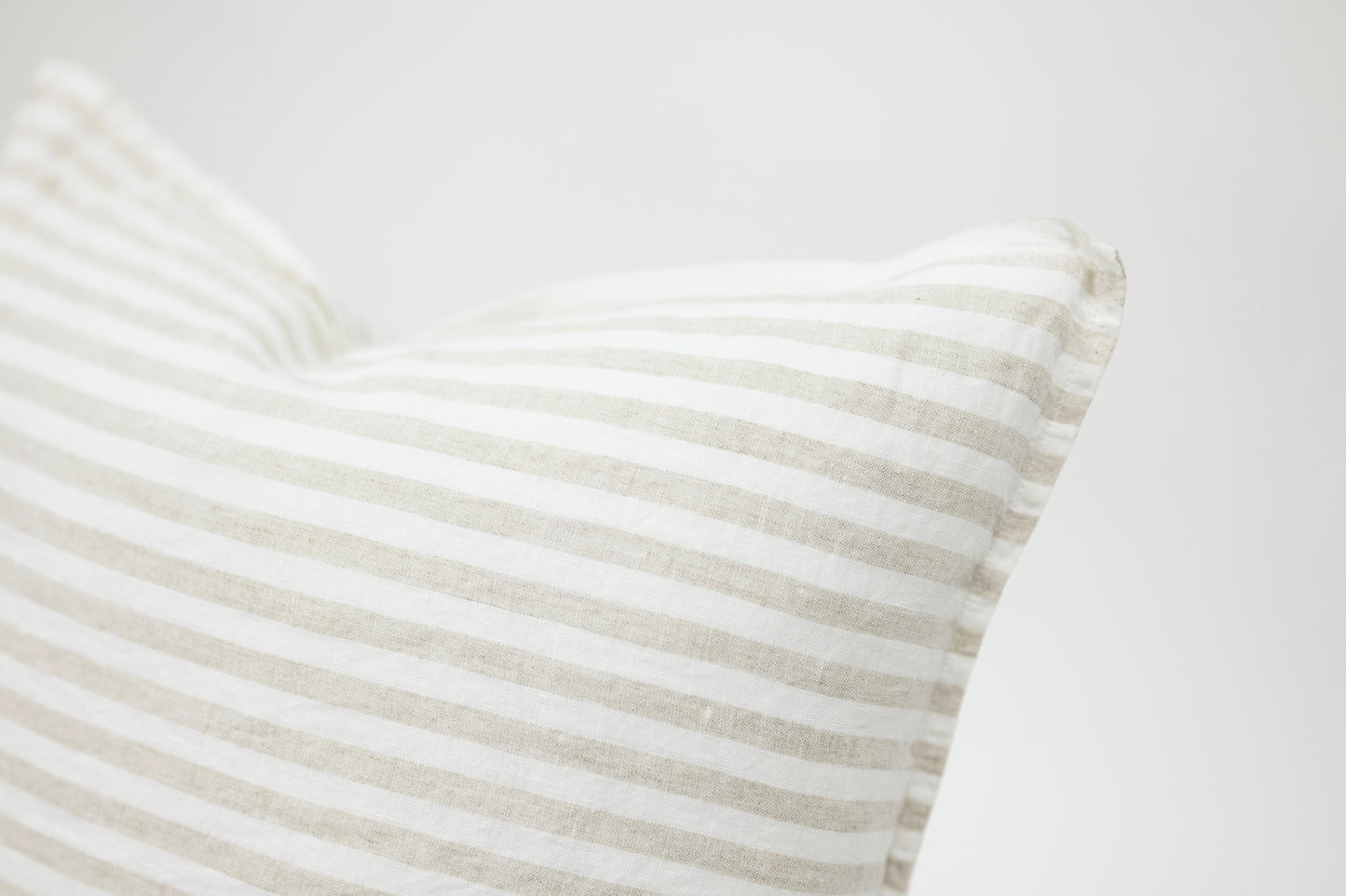 Taupe Striped Linen Pillow 20x20