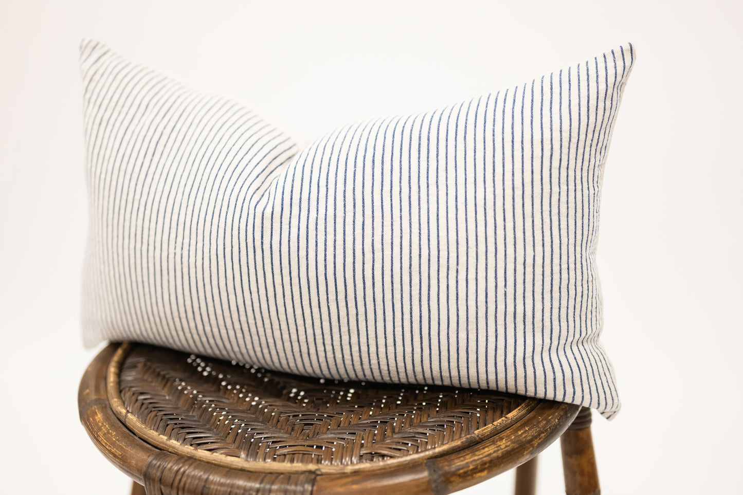 Natural Linen & Navy Lumbar Pillow