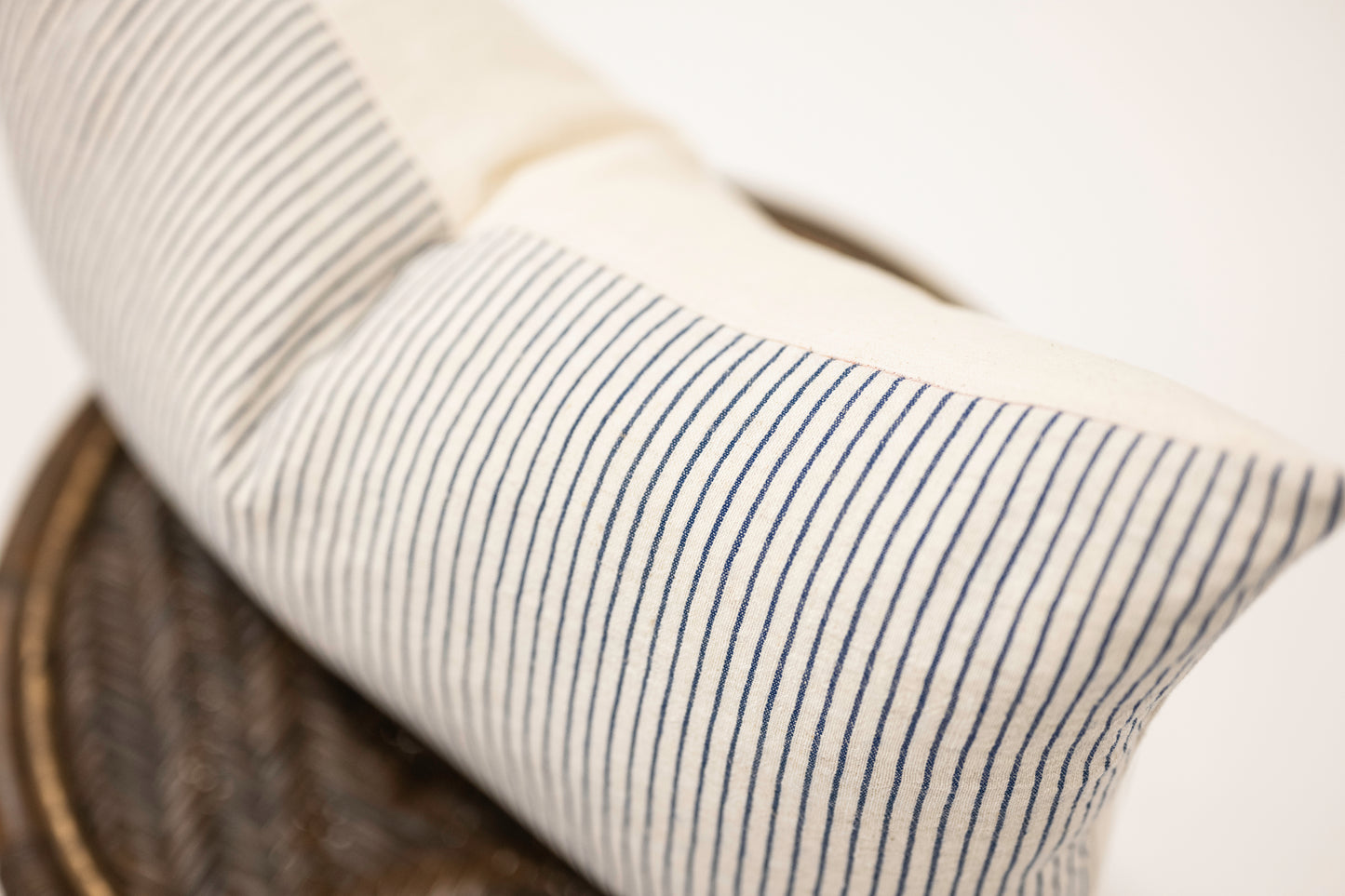 Natural Linen & Navy Lumbar Pillow