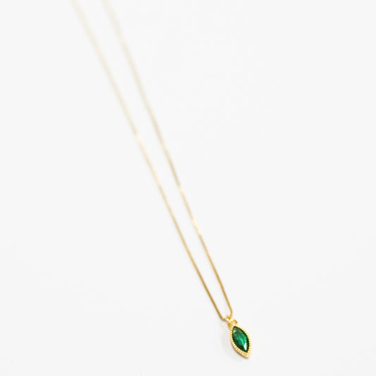 Green Cubic Zirconia Teardrop Necklace