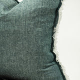 Forest Green Fringe Linen Pillow 20x20