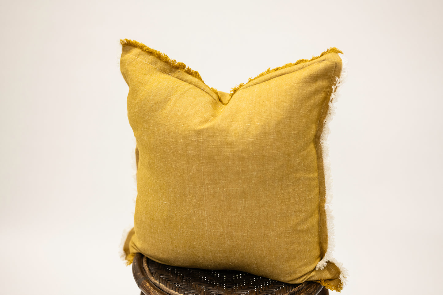 Mustard Fringe Linen Pillow 20x20