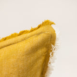 Mustard Fringe Linen Pillow 20x20