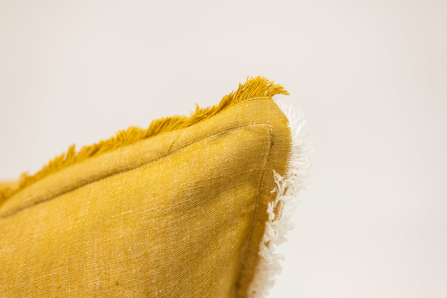 Mustard Fringe Linen Pillow 20x20