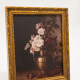 Antique Floral Brass Vase Framed Art: 8x10