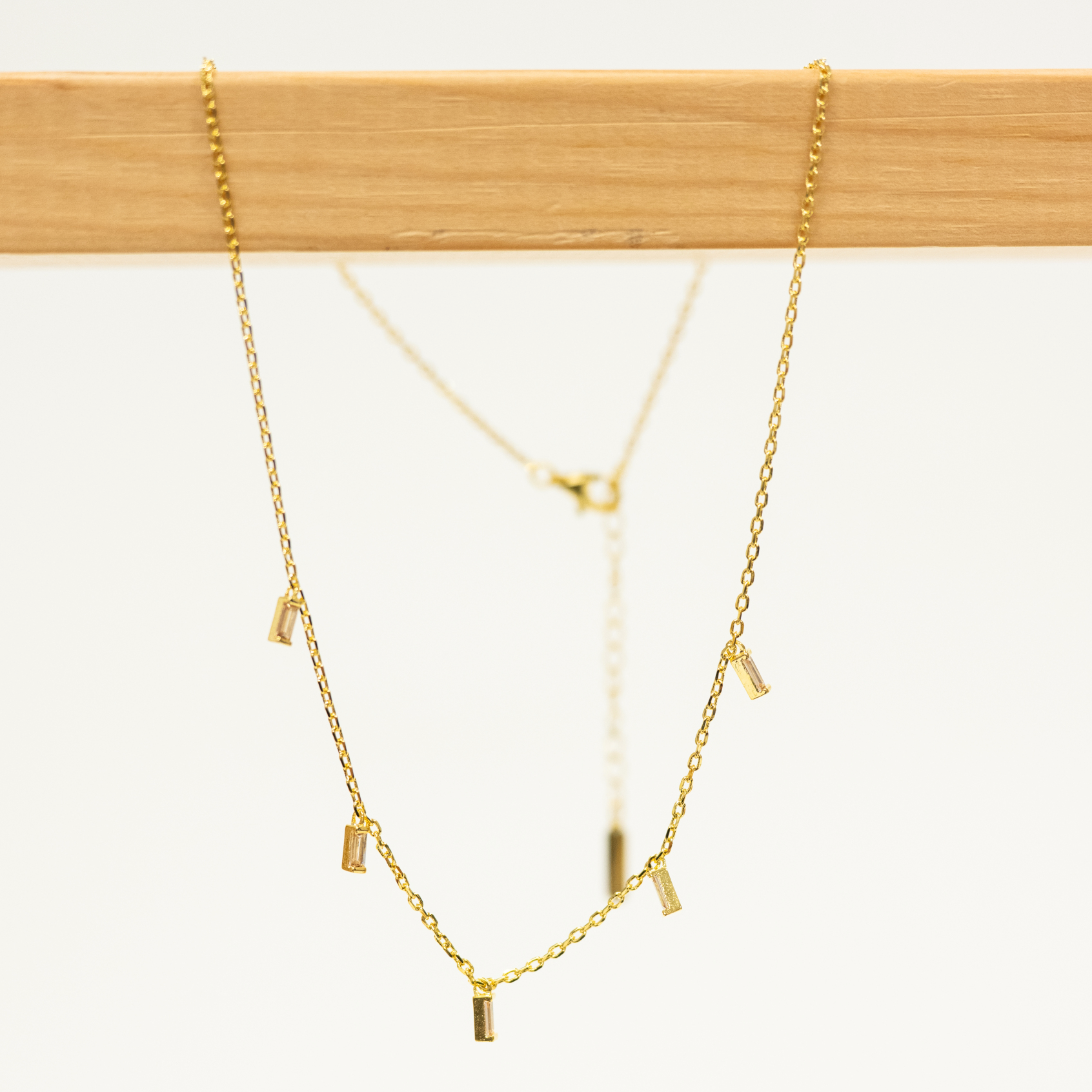 Baguette Drop Necklace: 18k Gold Plated necklace