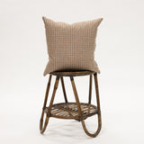 Beige & Brown Gingham Pillow - 20x20 inch size pillow for fall decorating on wicker stool