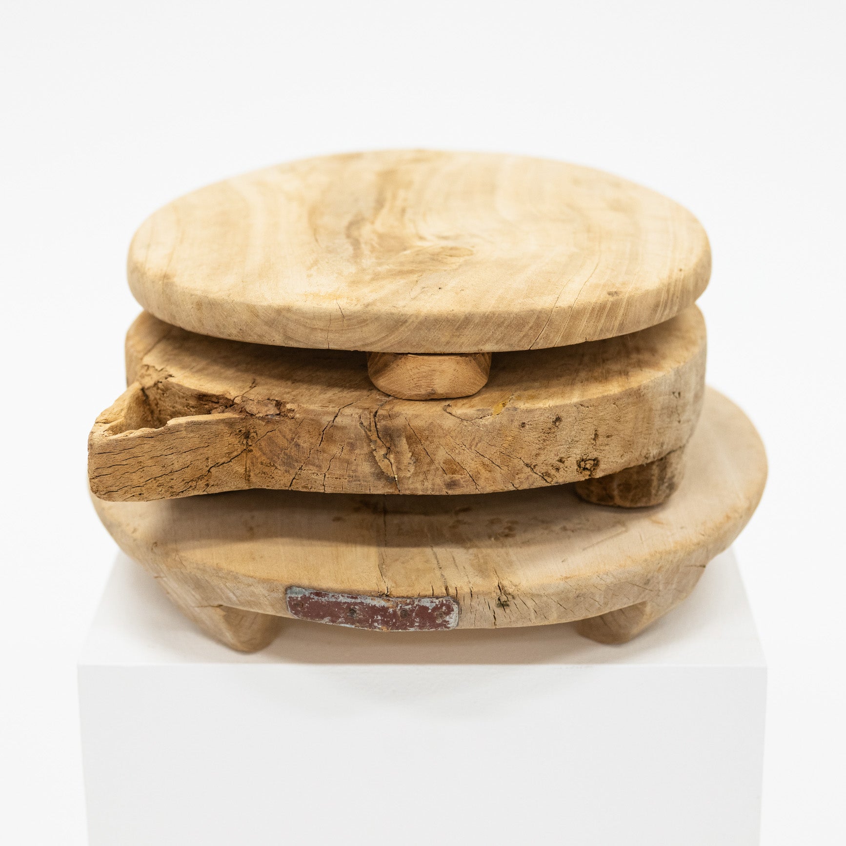 Stack of wooden boards on a white background