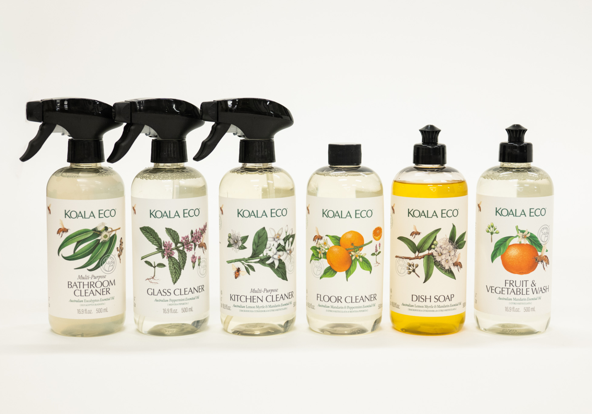 Set of Koala Eco cleaning products on a white background