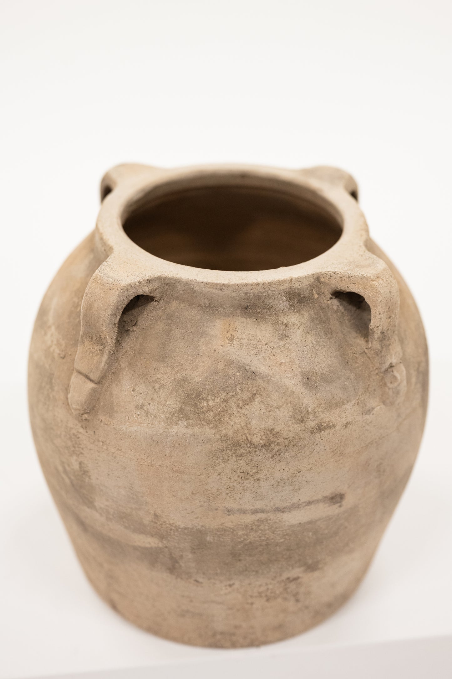 White Beige Quad Handled Vase