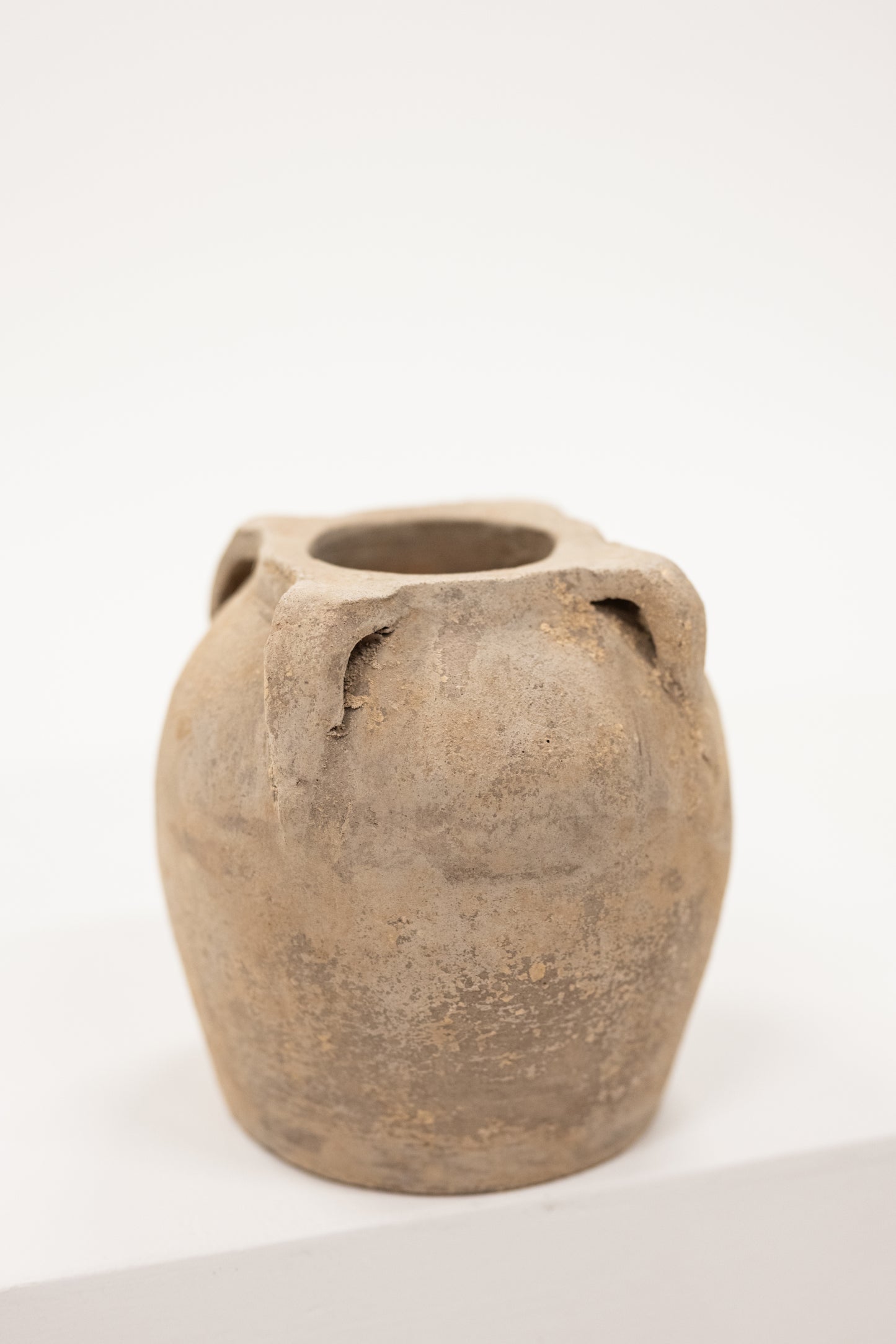 White Beige Quad Handled Vase