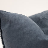 Blue Linen Fringe Pillow