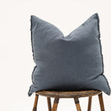 Blue Linen Fringe Pillow