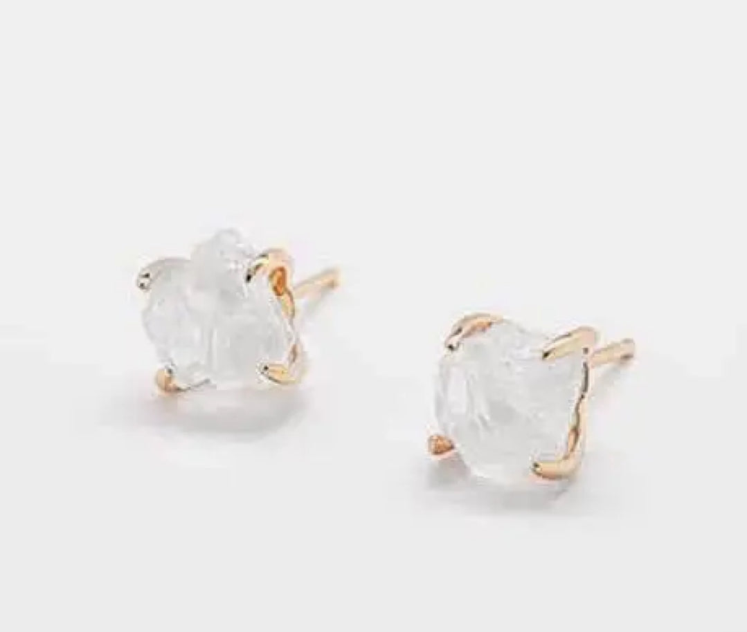 White Quartz Stud Earring