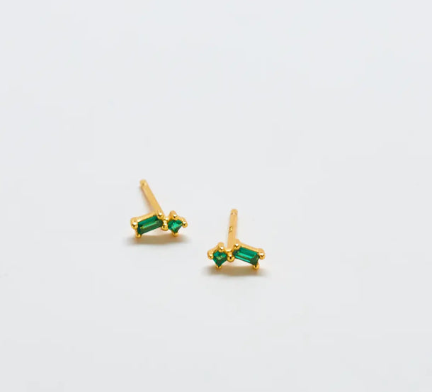 Green Cubic Zirconia Stud Earrings