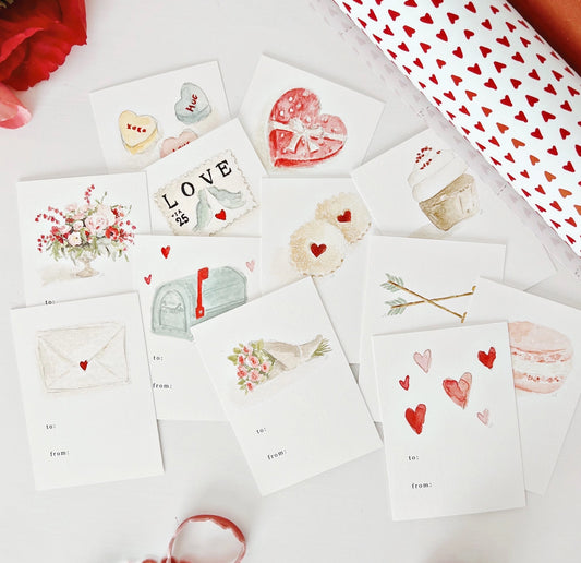 Watercolor Valentines - Pack of 12