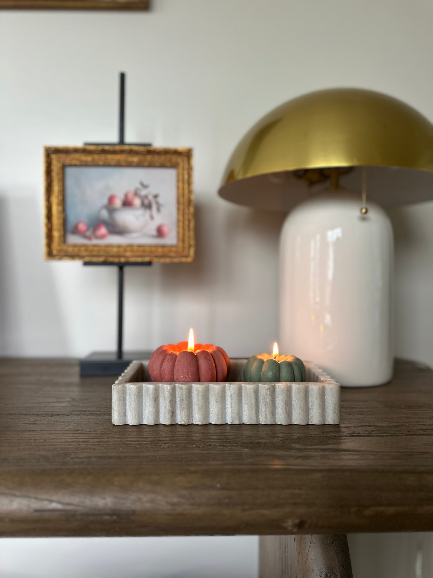 Fluted Beige Marble Tray