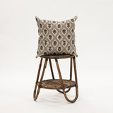 Mustard Floral Block Print Pillow - 20x20 inch size pillow for fall on wicker stool