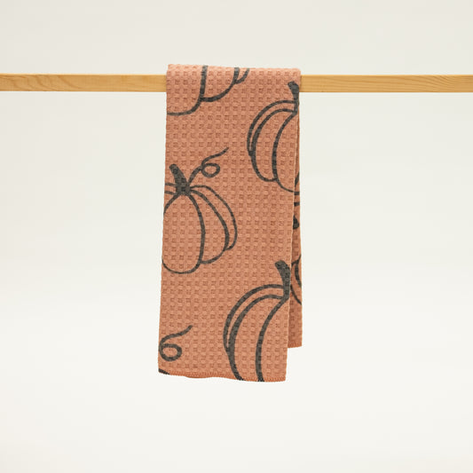 Burnt Orange + Pumpkin Microfiber Kitchen Towel For Fall Kitchen