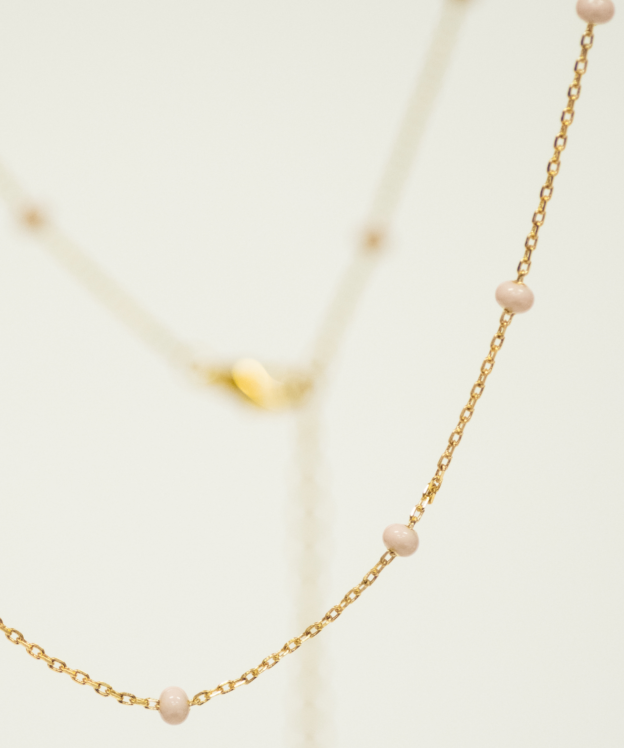 Pink Enamel Studded Necklace with 18k Gold Plated