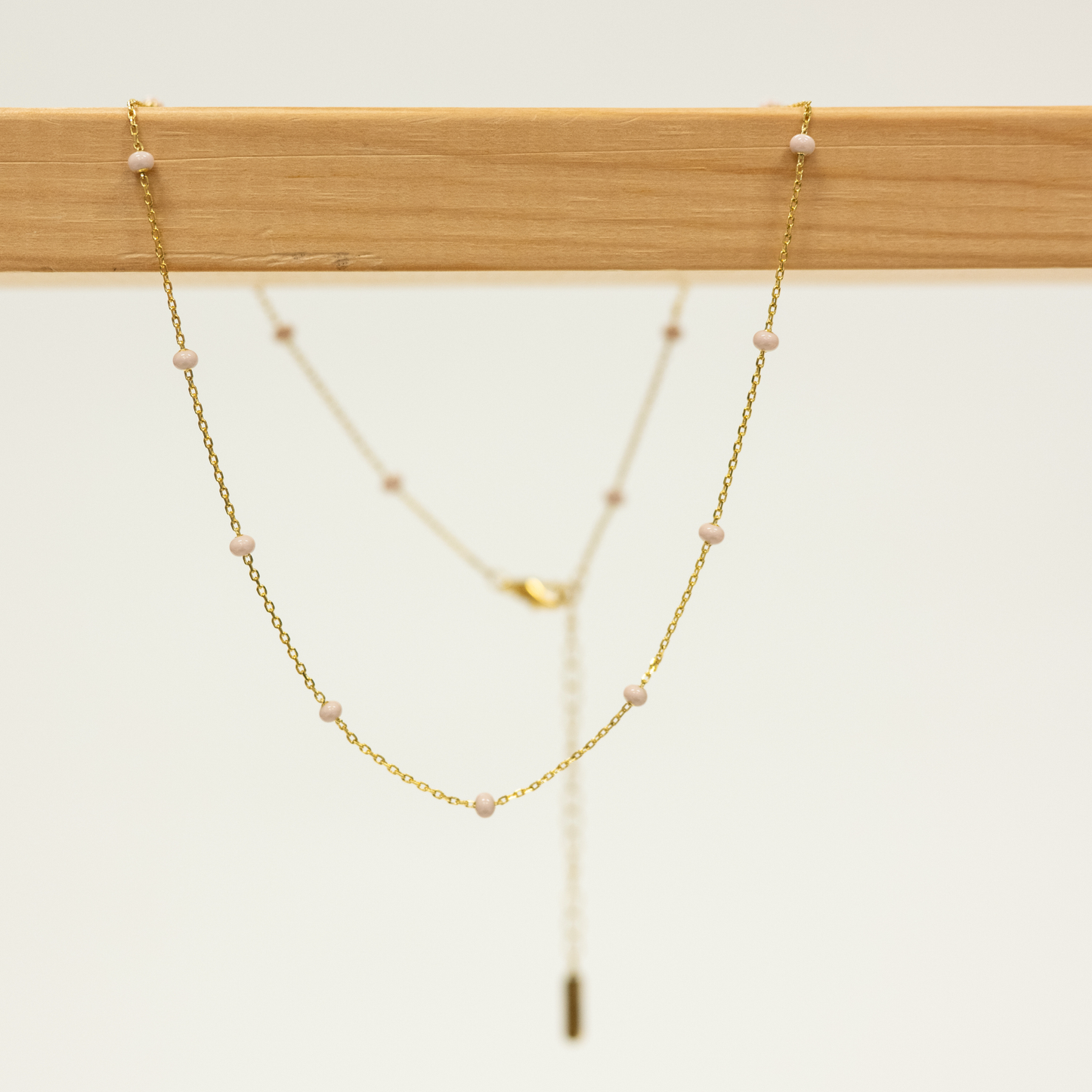 Pink Enamel Studded Necklace with 18k Gold Plated