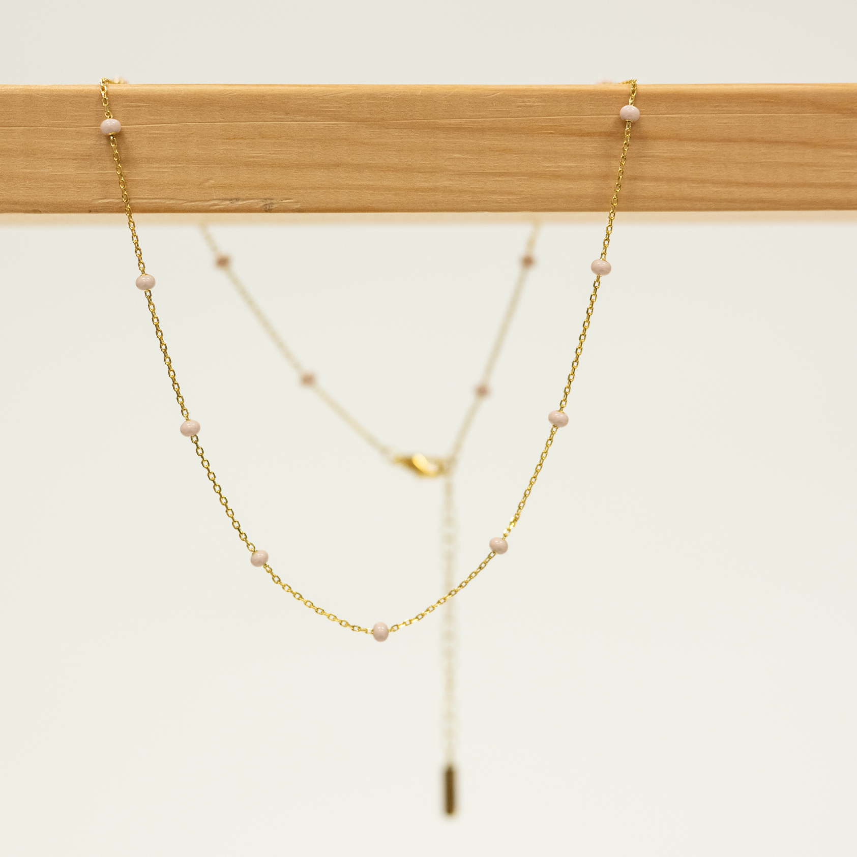 Pink Enamel Studded Necklace with 18k Gold Plated