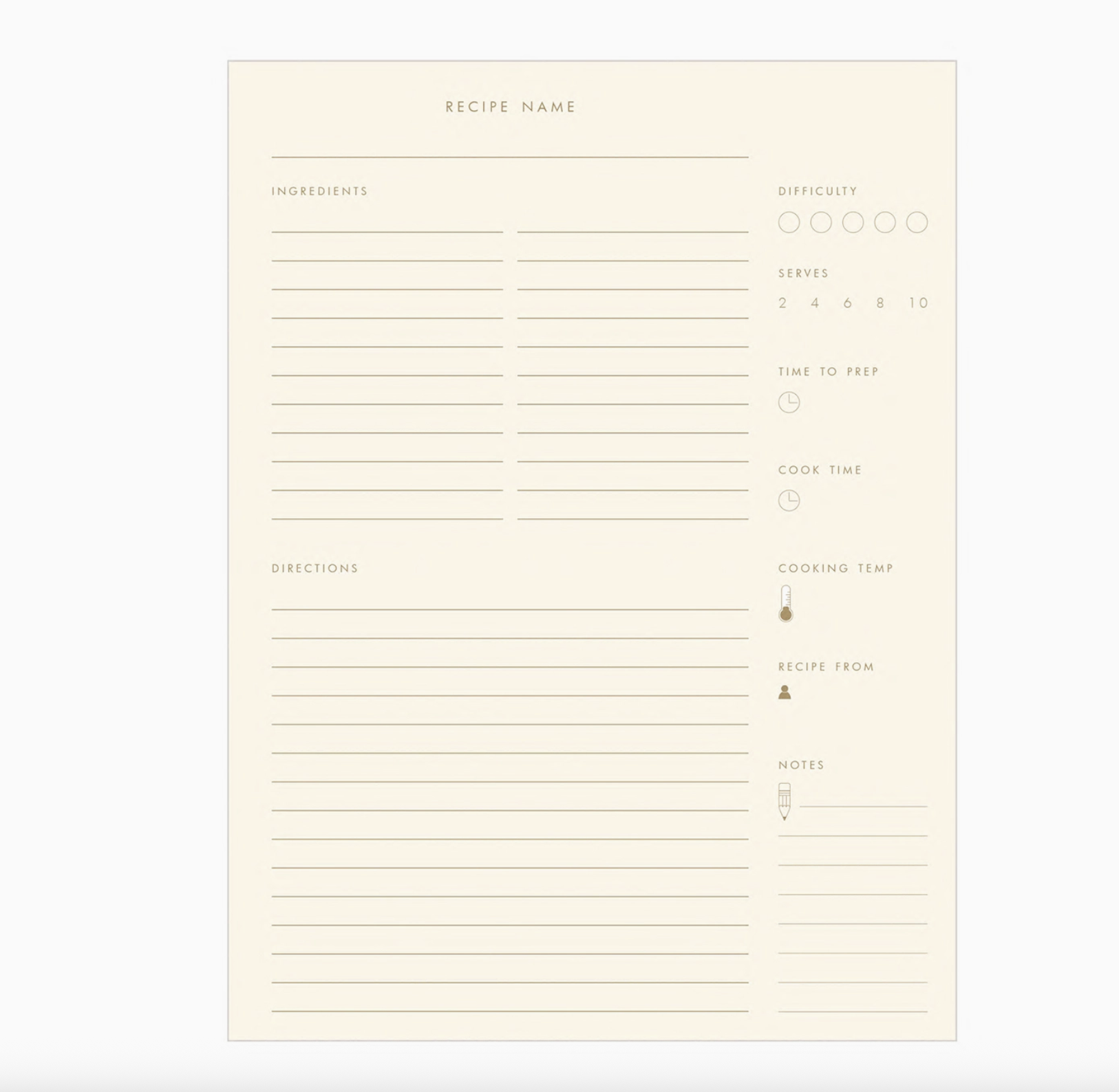 classic recipe notebook pages