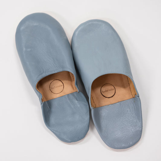 Moroccan Babouche Slippers, Blue