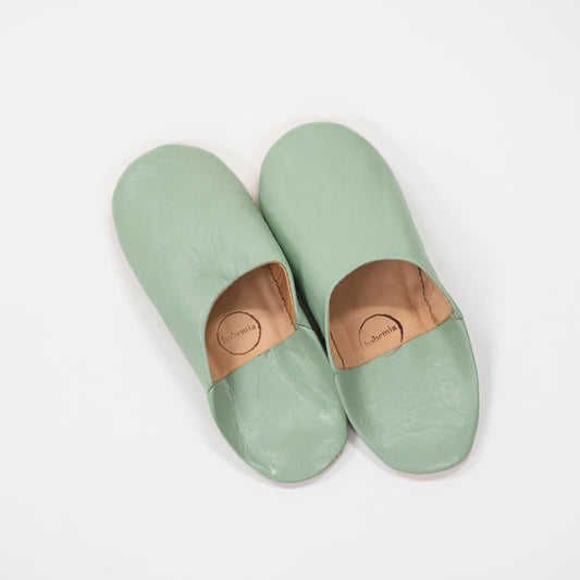 Moroccan Babouche Slippers, Sage