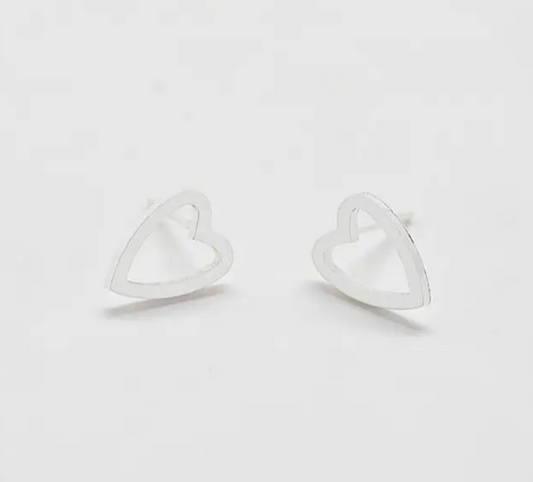 Heart Stud Earrings Silver