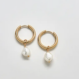 Single Pearl Hoop Earrings