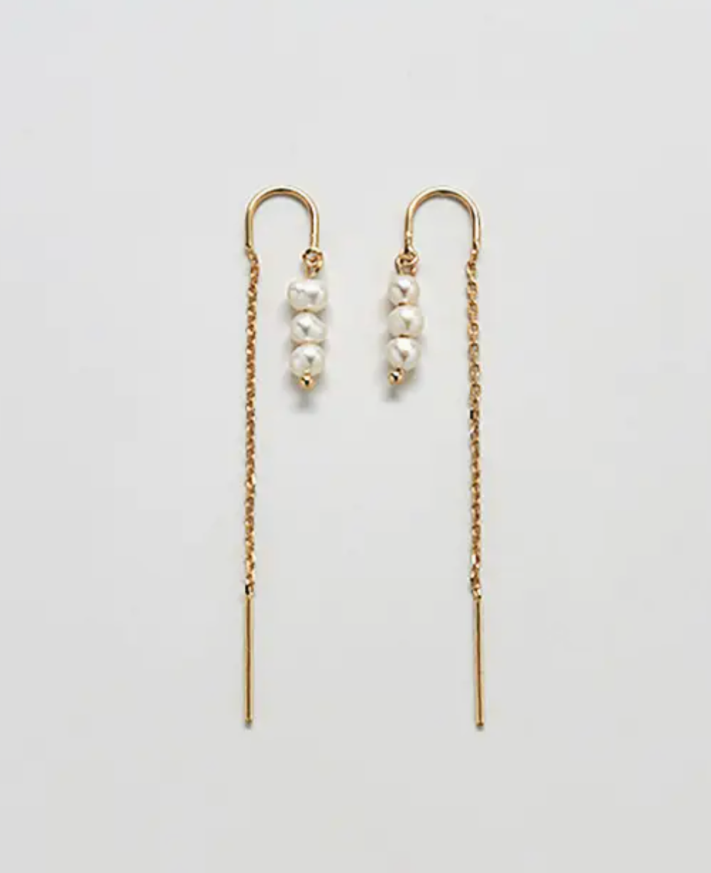 Pearl Drop Threader Earring