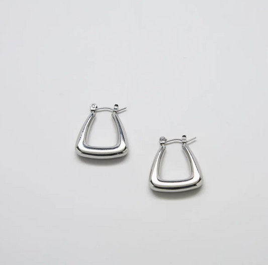 Triangle Hoop Earrings Silver