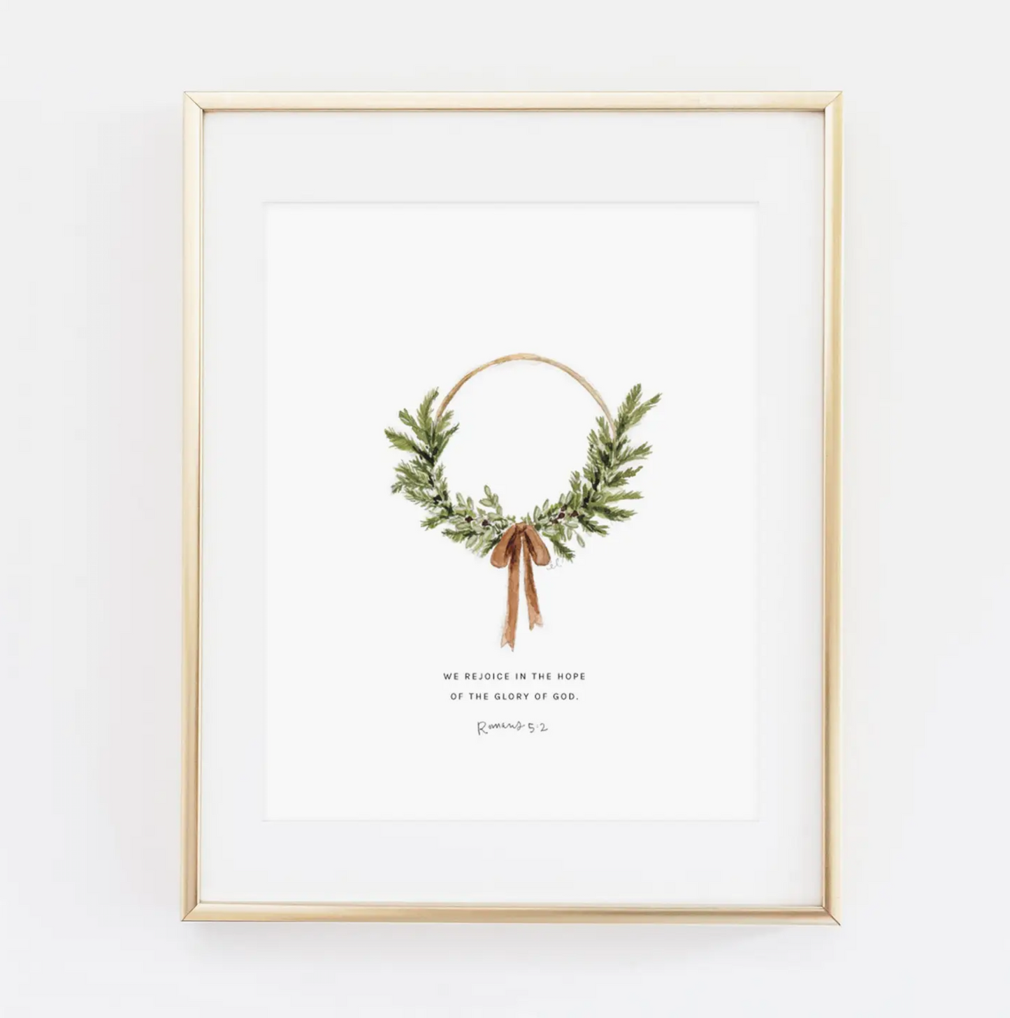 Christmas Wreath & Scripture Watercolor Art Print